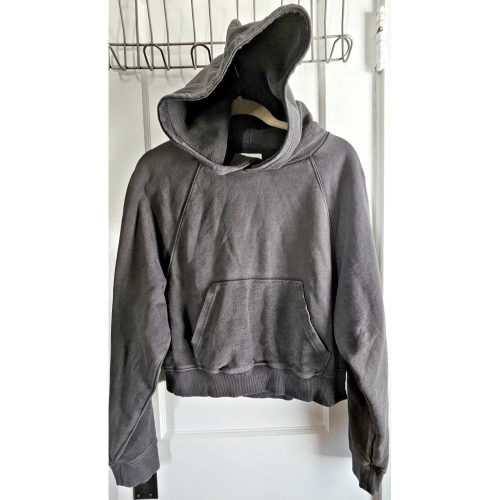 Aerie women Sz M gray comfort lounge cropped hoodie 100% cotton solid